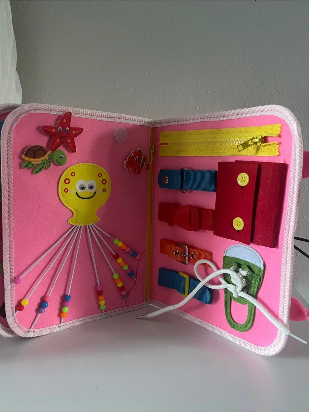 Kids Pink Activity Quiet Book - Interactive Learning Toy